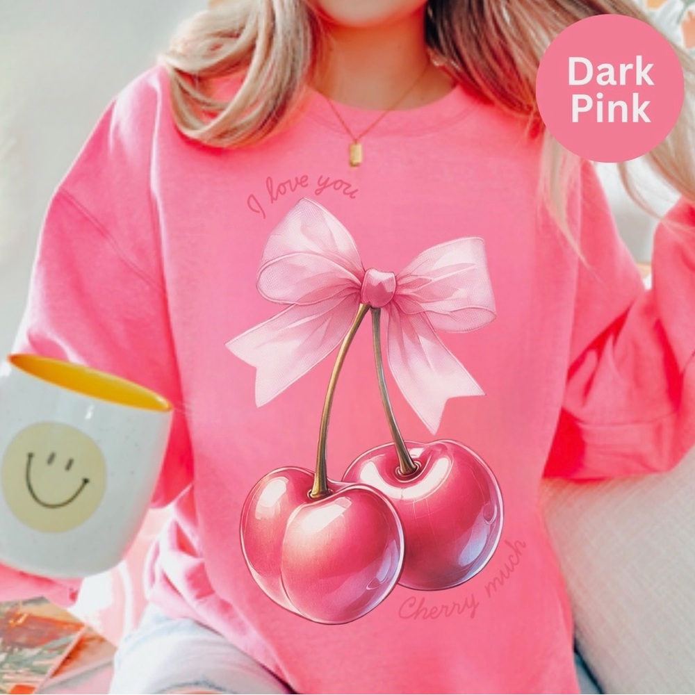 NEW Cute Valentine Cherry Graphic Sweatshirt Sweater S-5X Oversized